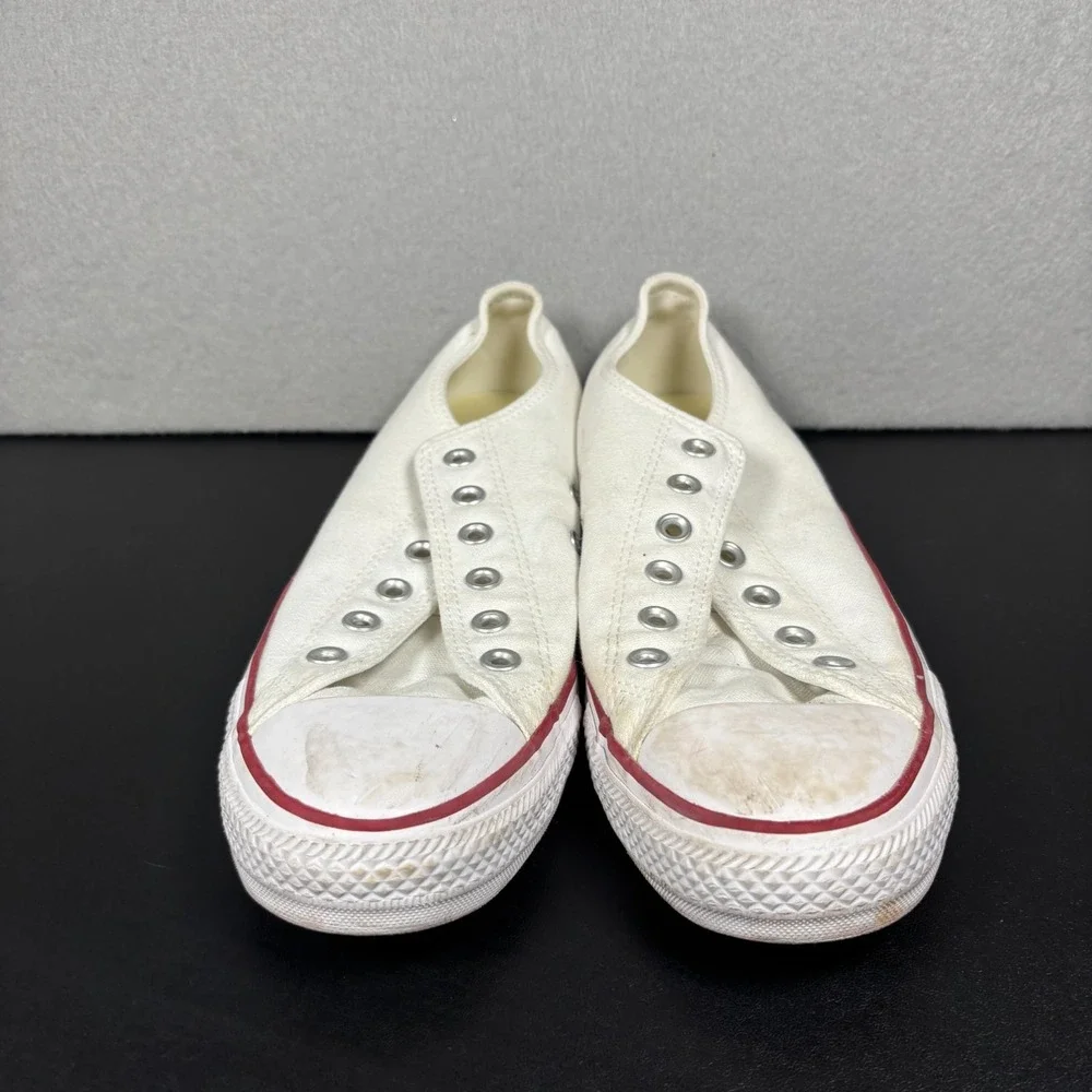 Converse Chuck Taylor All Star Slip On White Canvas Shoes Mens 8 Womens 10 READ